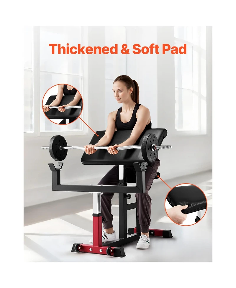 Vevor Preacher Curl Bench Adjustable Home Gym Biceps Machine Barbell Equipment