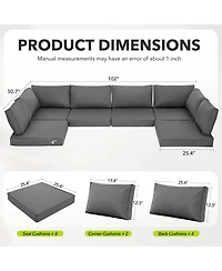 gaomon Patio Furniture Cushions Set 14-Piece,Replacement Outdoor Cushions for 6-Seat Patio Sectional,Deep Seat Cushion for Outdoor Sofa