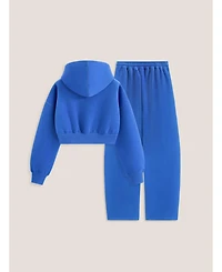 Aelfric Eden Women's Cloud Essential Fleece Cropped Pullover Hoodie Set