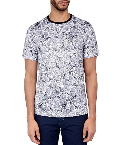 Society of Threads Men's Regular Fit Paisley Print Performance T-Shirt