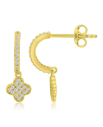 Macy's 14k Gold-Plated Clover Drop J Hoop Earrings