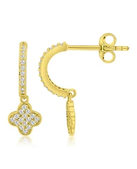 Macy's 14k Gold-Plated Clover Drop J Hoop Earrings