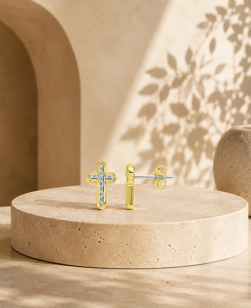 Macy's Cross Crystal Stud Earrings