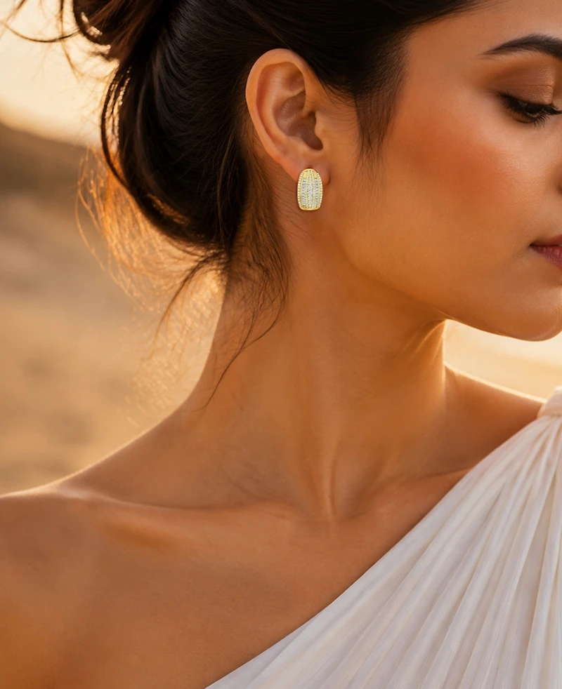 Macy's 14k Gold-Plated Omega Crystal Earrings