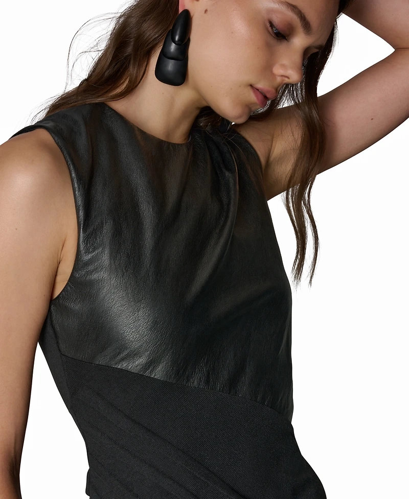 Donna Karan New York Women's Sleeveless Mixed-Media Wrap Dress