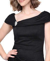 Alex Evenings Women's Glittered Ruched Gown