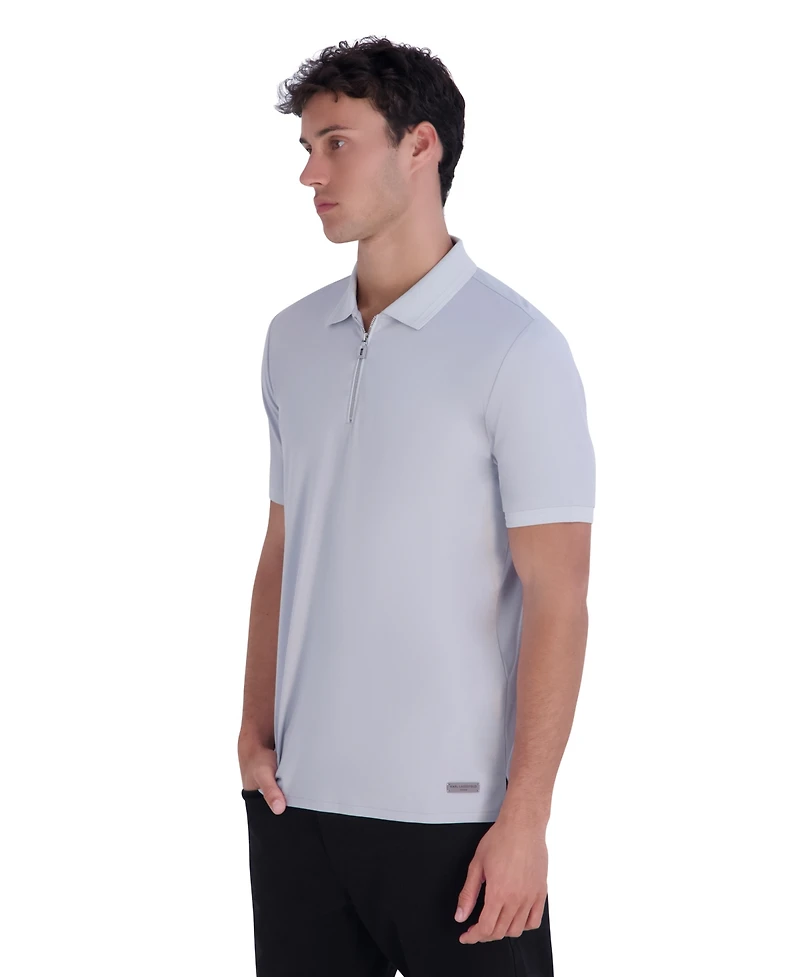 Karl Lagerfeld Paris Men's Quarter-Zip Precision Ponte Polo Shirt