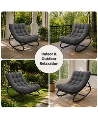 Papasan Rocking Chairs, 30 Inch Oversized Egg Rocking Chair with 450 Lb Capacity for Patio or Living Room