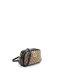 Pre-Owned Gucci Small Gg Marmont Shoulder Bag Diagonal Quilted Gg Canvas with Leather