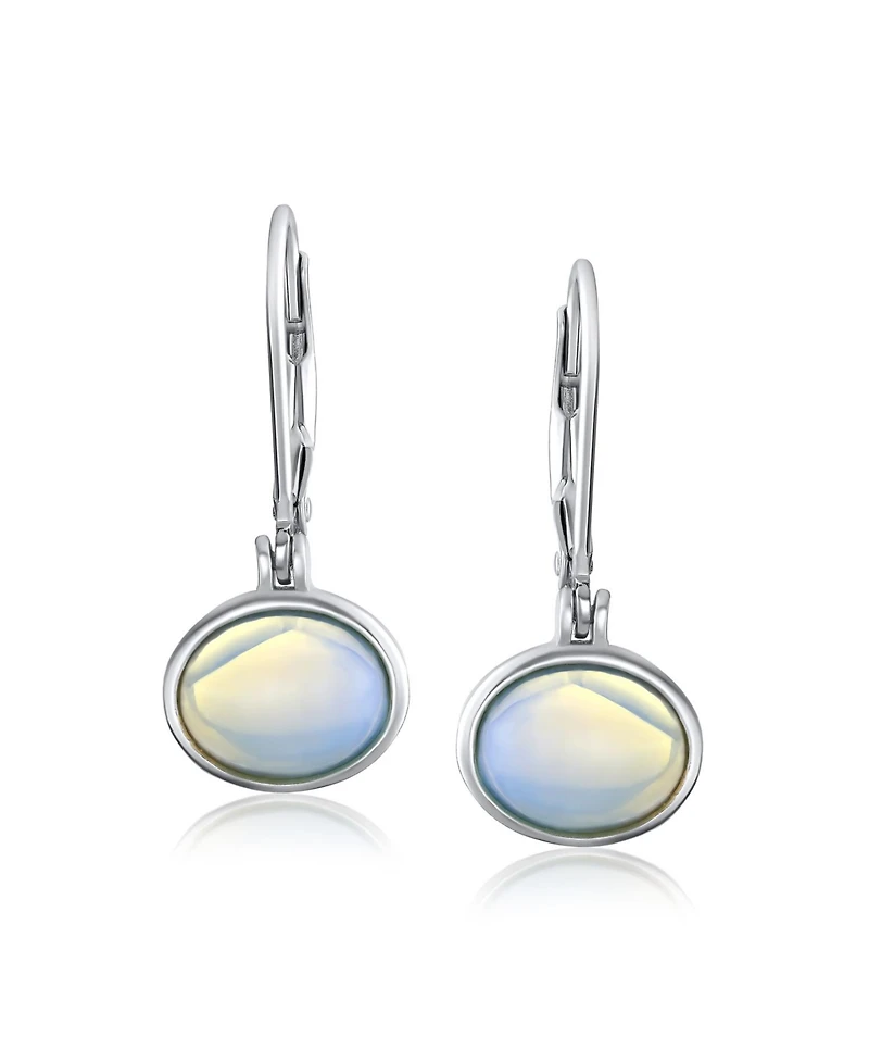 Bling Jewelry Simple Bezel Set Dangle Earrings with Amber Jade Moonstone Onyx