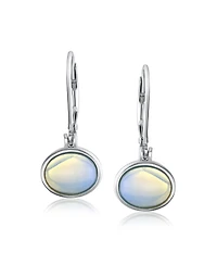 Bling Jewelry Simple Bezel Set Dangle Earrings with Amber Jade Moonstone Onyx