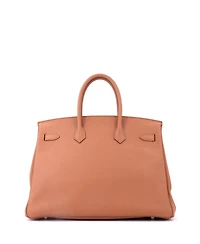 Pre-Owned Hermes Birkin 35 Handbag Tressage Brown Swift and Palladium Hardware