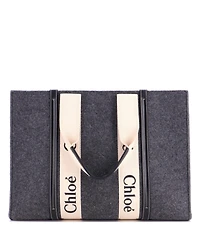 Pre-Owned Chloe Large Woody Tote Recycled Felt with Leather and Canvas