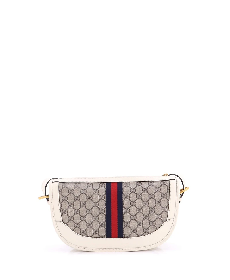 Pre-Owned Gucci Large Ophidia Curved Zip Shoulder Bag Gg Coated Canvas with Leather