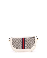 Pre-Owned Gucci Large Ophidia Curved Zip Shoulder Bag Gg Coated Canvas with Leather