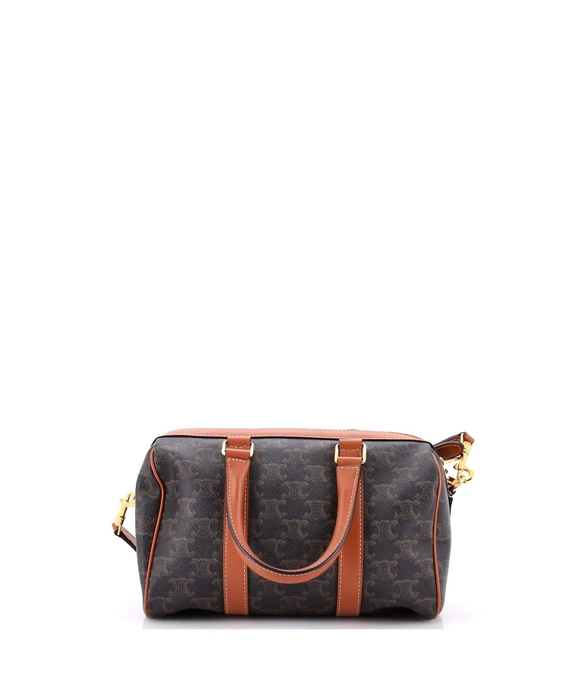 Pre-Owned Celine Medium Boston Bag Triomphe Coated Canvas
