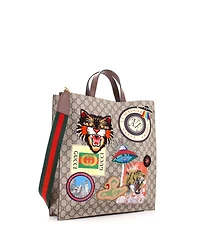 Pre-Owned Gucci North South Courrier Convertible Soft Open Tote Gg Coated Canvas with Applique