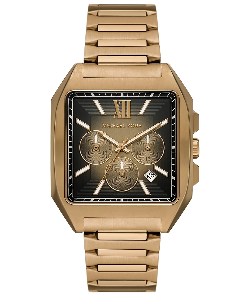 Michael Michael Kors Men's Hayes Chronograph Beige Gold-Tone Stainless Steel Watch 40mm
