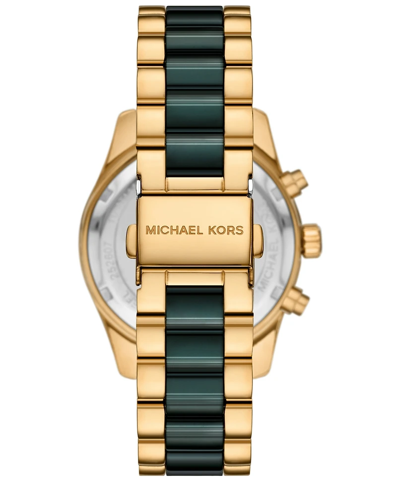 Michael Michael Kors Women's Lexington Chronograph Green Ceramic and Gold-Tone Stainless Steel Watch 38mm