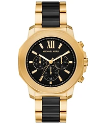 Michael Michael Kors Men's Prescott Chronograph Black Ceramic and Gold-Tone Stainless Steel Watch 44mm