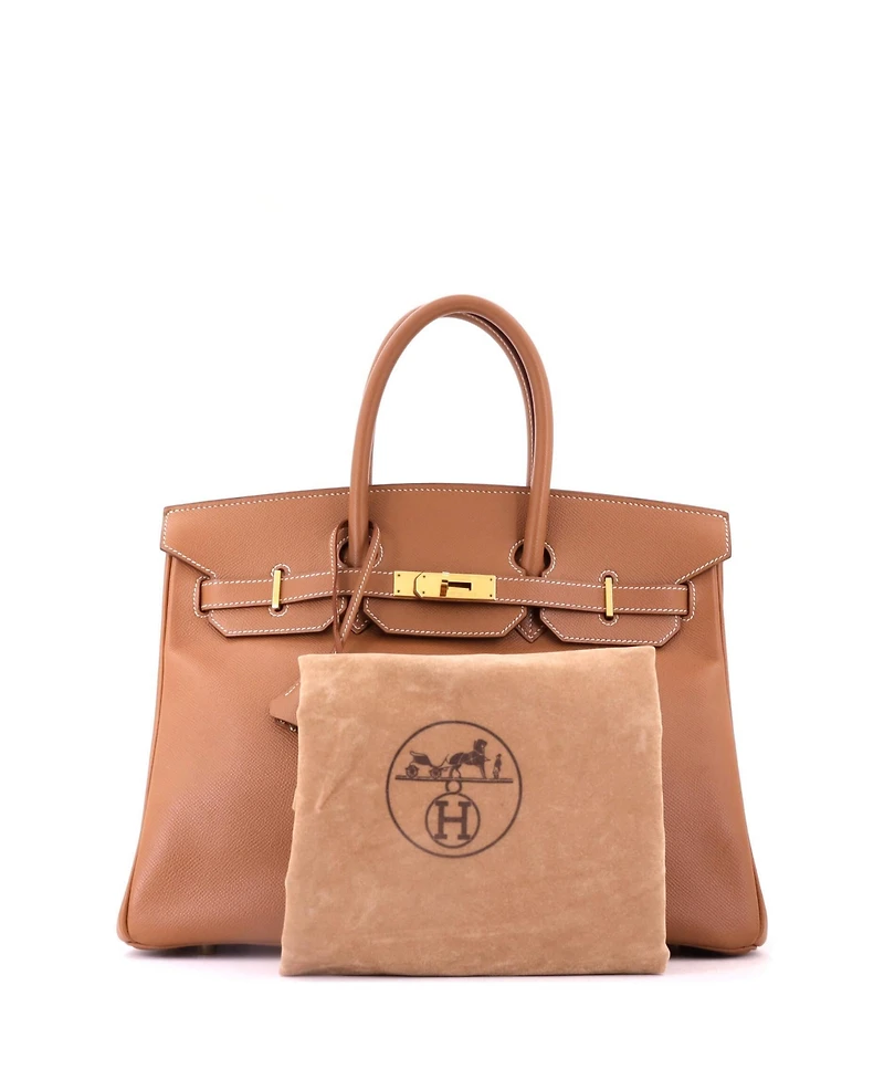 Pre-Owned Hermes Birkin 35 Handbag Brown Courchevel with Gold Hardware