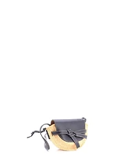 Pre-Owned Loewe Mini Gate Leather Shoulder Leather with Raffia