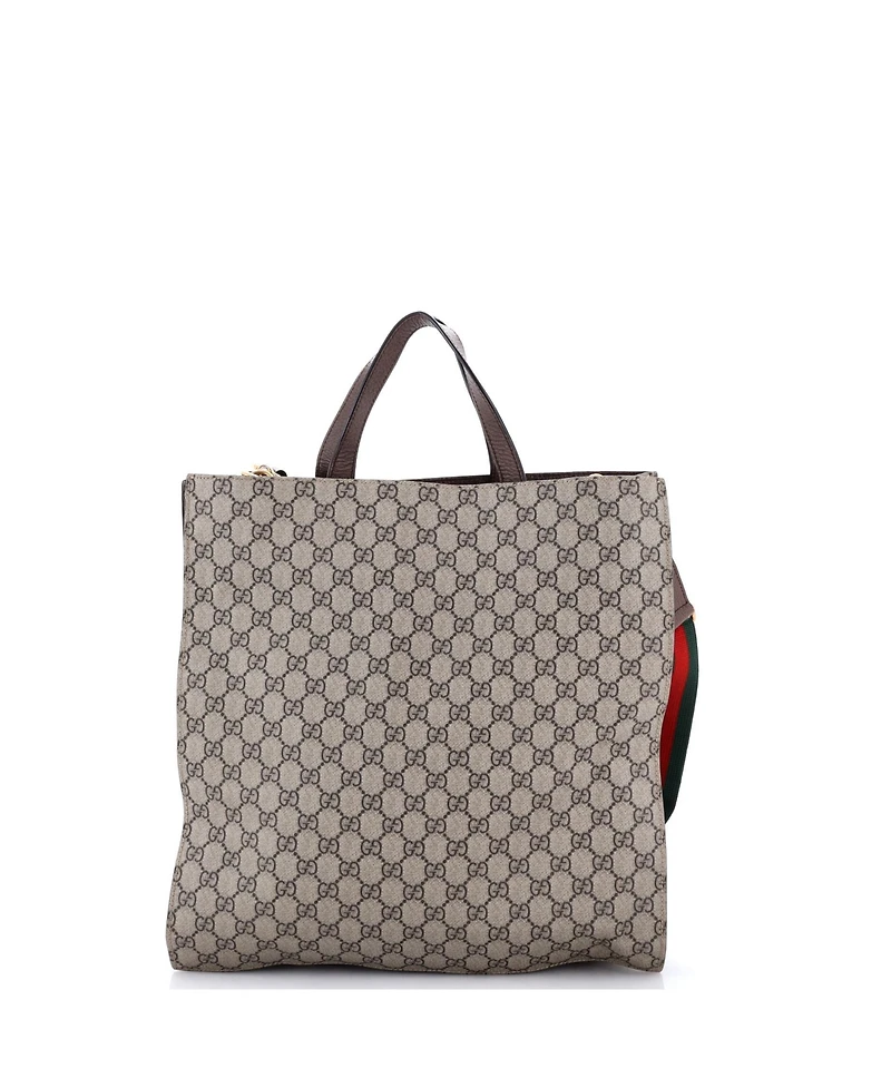 Pre-Owned Gucci North South Courrier Convertible Soft Open Tote Gg Coated Canvas with Applique