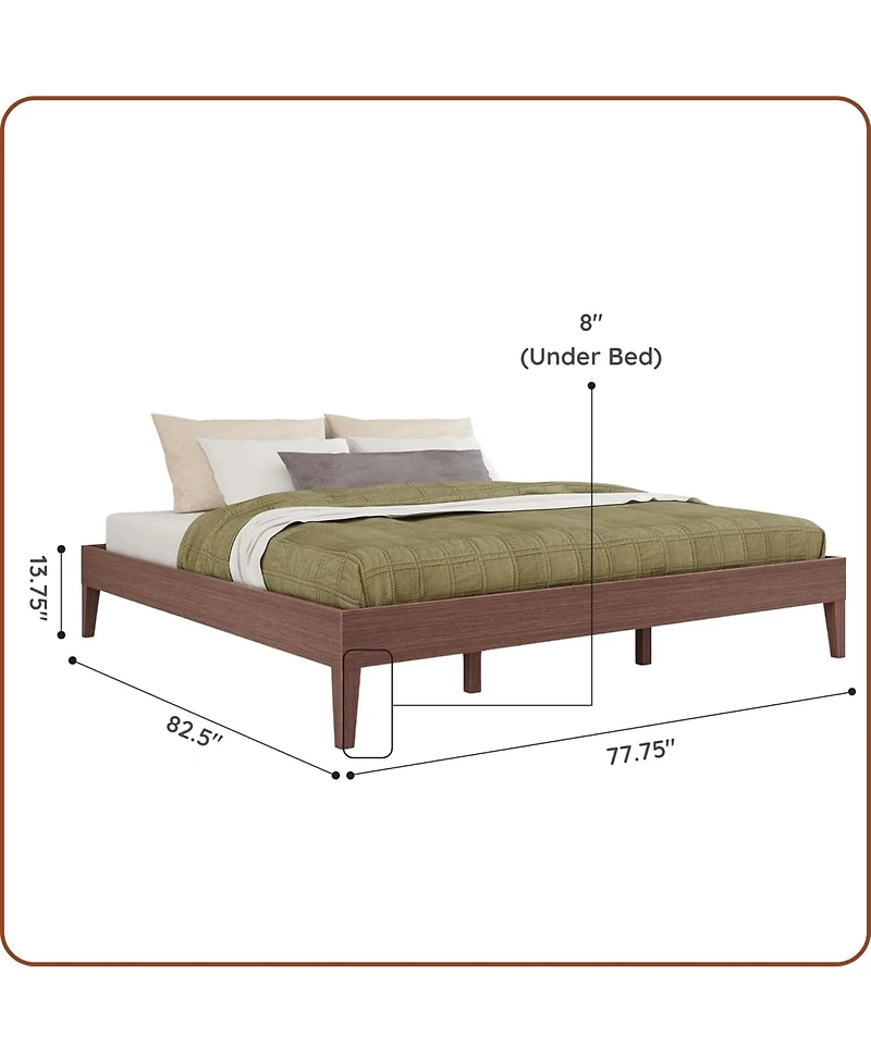Grain & Grove Oak Embossed Bear Platform Bed