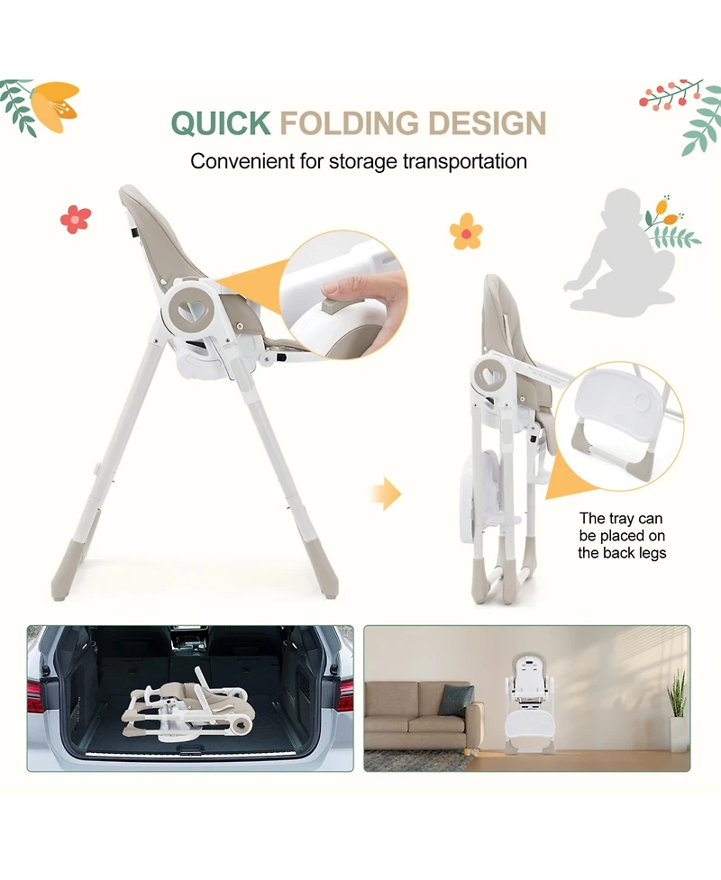 homfan 39.4L x 21.3W x 28H in Toddler High Chair with Removable Tray and Safety Harness, Baby Booster Seat for Dining Room Kitchen