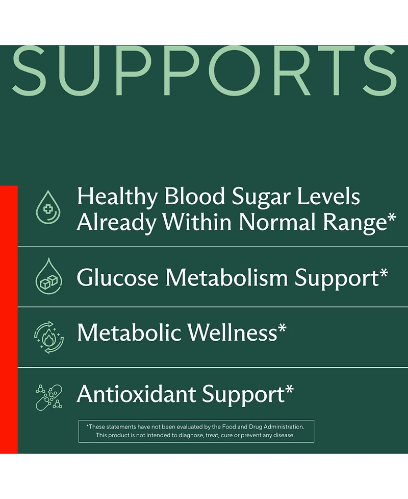 Sunergetic Blood Sugar Support Supplement with Cinnamon, Chromium, Alpha Lipoic Acid and Herbal Blend, 60 Capsules