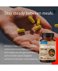 Sunergetic Berberine HCl 600mg Capsules, 1200mg Per Serving, Vegetarian, Gluten Free, 120 Count