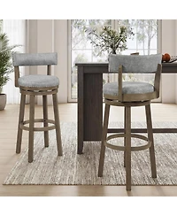 Swivel Bar Stool with Upholstered Back Seat and Footrest