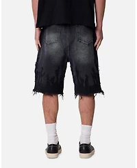 mnml Men's Baggy Flame Denim Shorts