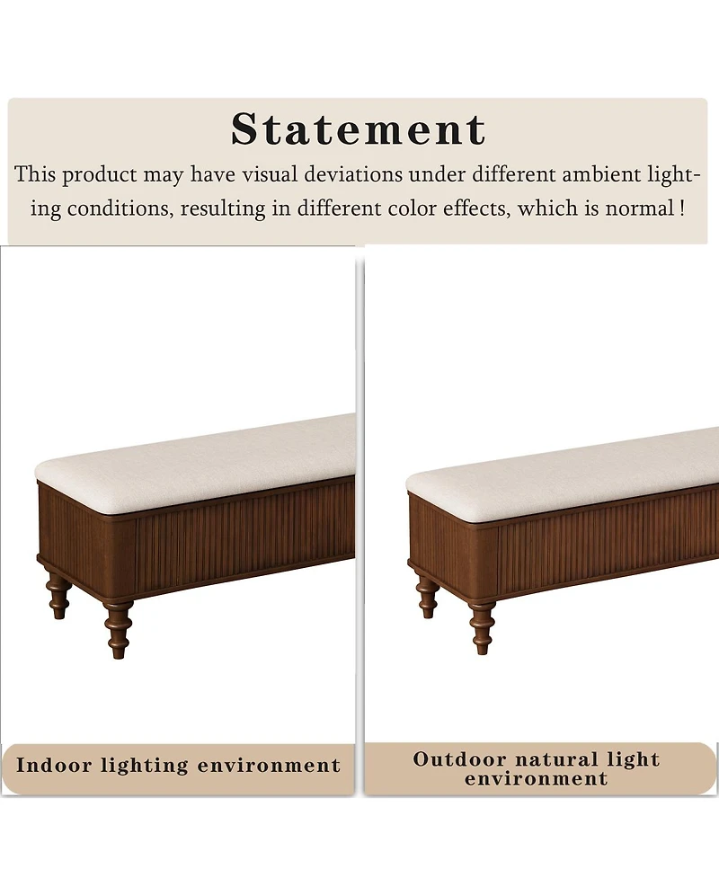 Streamdale Furniture 50.8-inch Multi-Functional Linen Storage Ottoman Bench