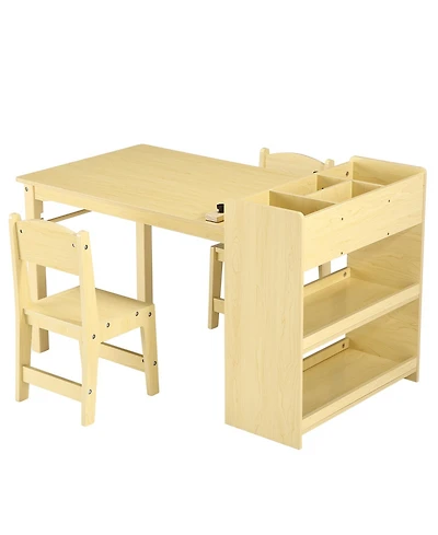 homfan Toddler Craft Play Wood Activity Desk Kids Art Table with Large Storage Shelves for Writing Drawing,Nursery, Children's Wooden Furniture