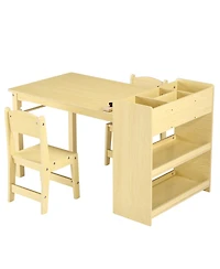 homfan Toddler Craft Play Wood Activity Desk Kids Art Table with Large Storage Shelves for Writing Drawing,Nursery, Children's Wooden Furniture