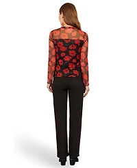 Yumi Women's Poppy Sheer Mesh Long Sleeve Top