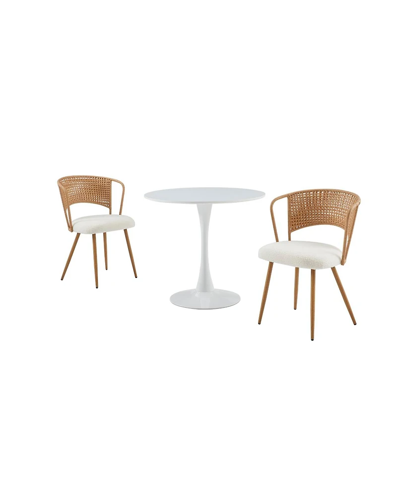 Streamdale Furniture 31.5" Modern Round Mdf Dining Table with Matte Iron Base