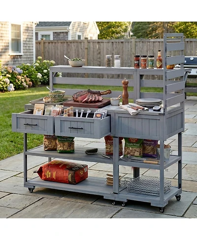 Streamdale Furniture 62.3'' Solid Wood Patio Kitchen Island And Grill Prep Table