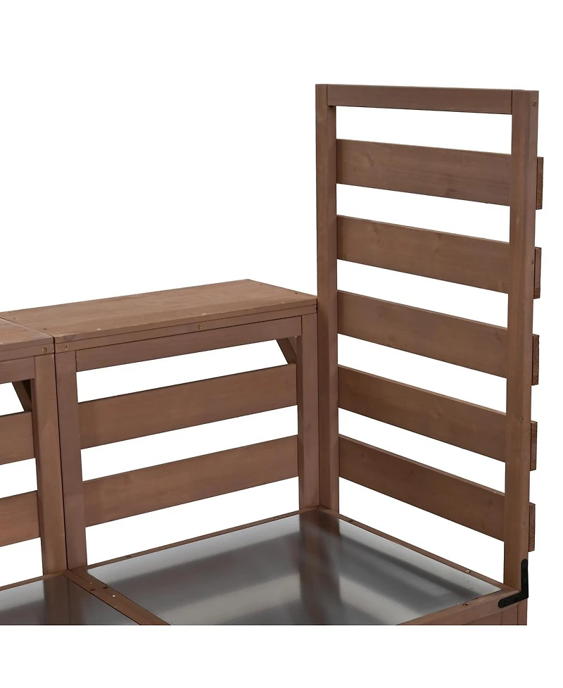 Streamdale Furniture Solid Wood Patio Kitchen Island With Stainless Steel Top And Storage