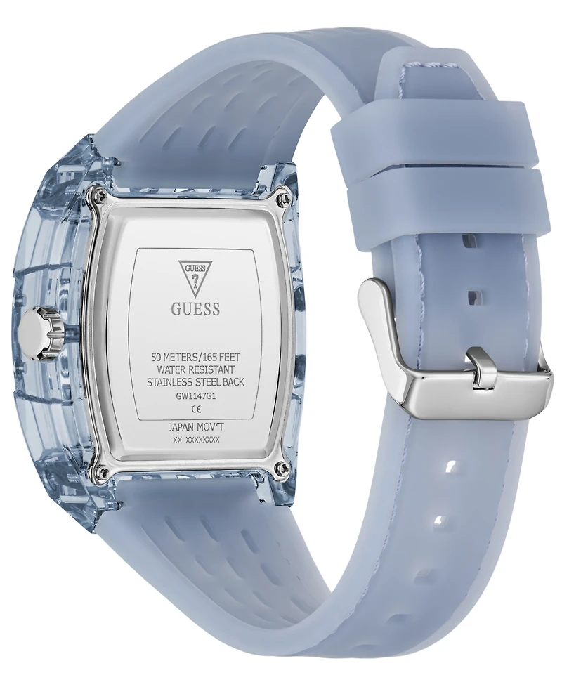 Guess Men's Quartz Blue Silicone Strap Watch 42 mm