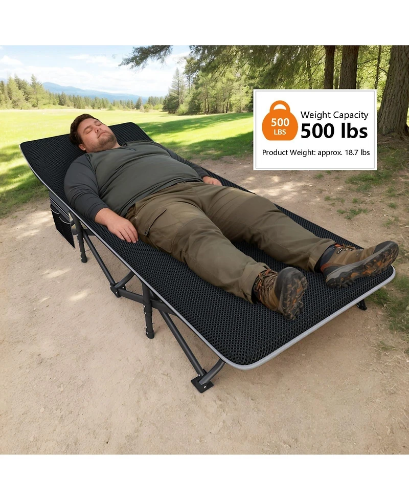 Aofar 31.5'' Oversized Camping Cot Folding Bed 500Lbs