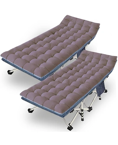 Aofar 2 Pack Camping Cot Folding Bed with Mattress Carry Bag