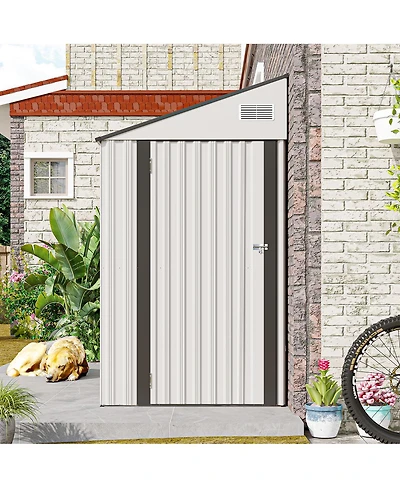 Streamdale Furniture Two-Color Storage Shed With Single Hinge Door And Sloping Roof