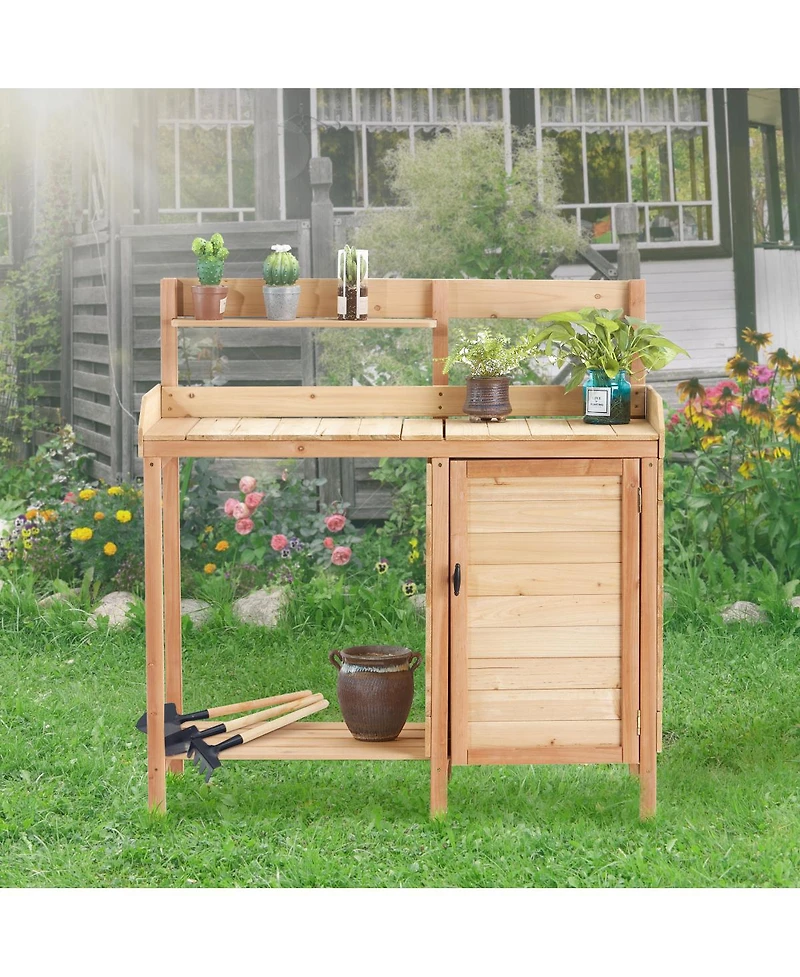 Streamdale Furniture Outdoor Wooden Potting Bench with Sink and Storage