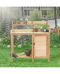 Streamdale Furniture Outdoor Wooden Potting Bench with Sink and Storage