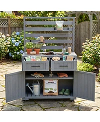 Streamdale Furniture Large Solid Wood Outdoor Kitchen Island And Grill Prep Table