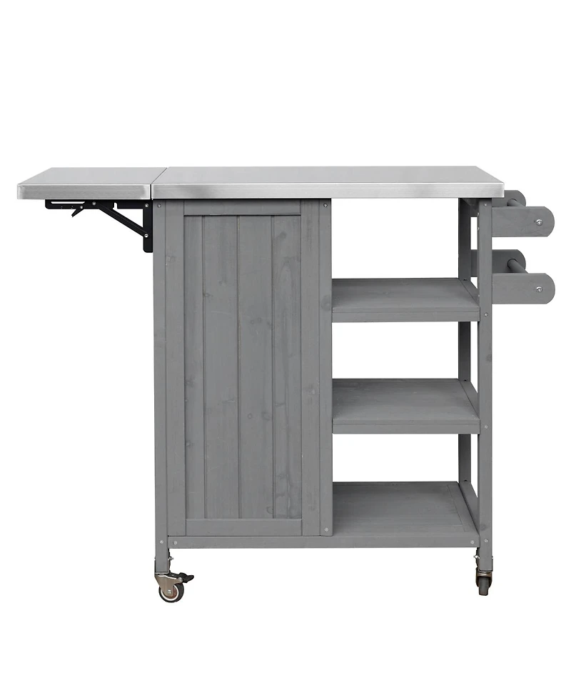 Streamdale Furniture Foldable Outdoor Kitchen Island With Storage, Prep Station, And Lockable Wheels