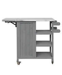 Streamdale Furniture Foldable Outdoor Kitchen Island With Storage, Prep Station, And Lockable Wheels