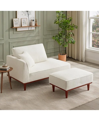 Streamdale Furniture Upholstered Chaise Lounge and Stool for Living Room Bedroom